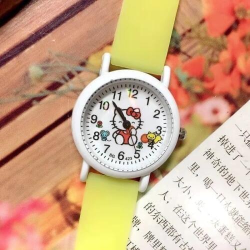 Sweet glow-in-the-dark silicone band KT cat cartoon kids watch girl quartz watch