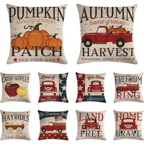 Wood Pattern Christmas Autumn Series Linen Cushion Cover 45x45cm Pillow Case for Sofa Car Chair Gift Cojines