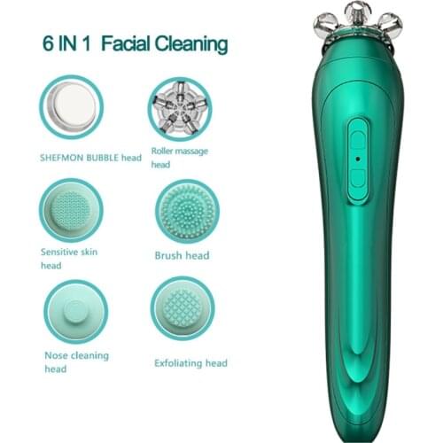 Iprettygeneo Facial Massager Machine 3D Roller Face Cleansing Brush CO2 Bubble For Personal Use
