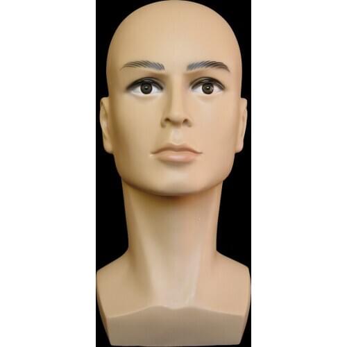 1 Piece Male Mannequin Manikin Head Model for Glasses Caps Wigs Jewelry Display Stand Holder Rack, Light Weight with Makeup