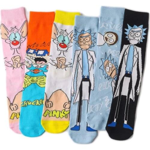 Cartoon Print Knee-High Sock Creative Fashion Personalized Men Women Comfort Breathable Cotton Sock 2021 Spring Adult Long Socks