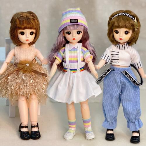 New 30cm BJD 1/6 Doll with clothes glasses Long wig Makeup Fashion Casual Wear Rabbit Princess Dress Up DIY Toys for Girls Gift