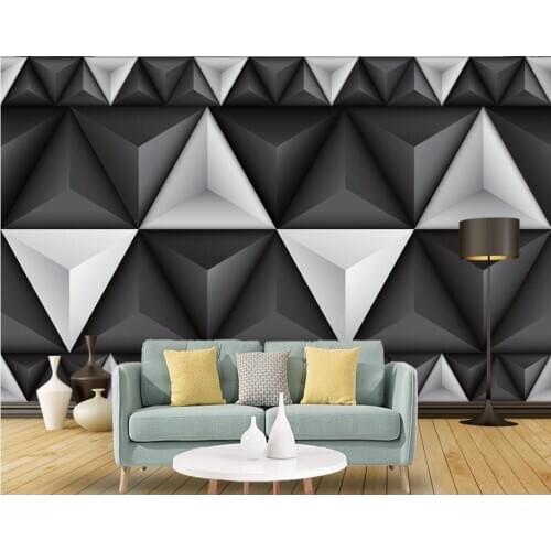 Wallpaper for walls 3 d for living room Simple black and white stereo TV background wall