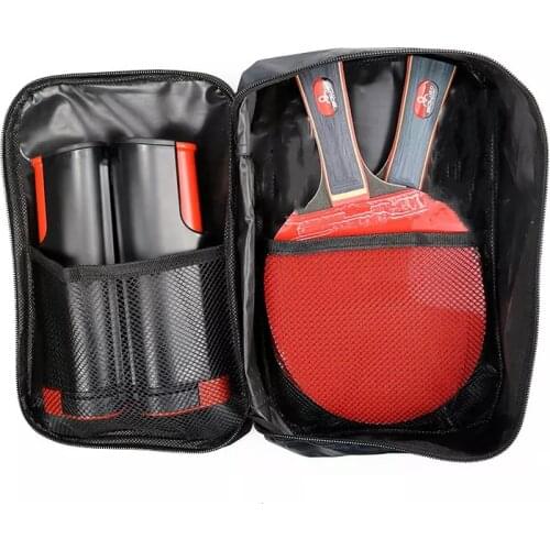 Portable Ping Pong Racket Set Table Tennis Blade of 2 Long Handle Ping Pong Paddles + 1 Retractable Net + 4 Table Tennis Balls