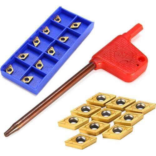 10Pcs CMT070204 US735 DCMT21.51 Carbide Inserts Durable Blades with Wrench For CNC Turning Tool Lathe Machine Accessories