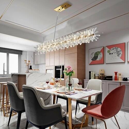 Luxury Modern Chandelier Lighting For Dining Room Hotel LED Long Crystal Lamp