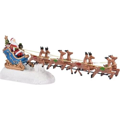 Santa Claus Sleigh And Reindeer Car With Musical LED Light Christmas Decoration For Home Navidad Noel Decor Xmas Gift For Kids