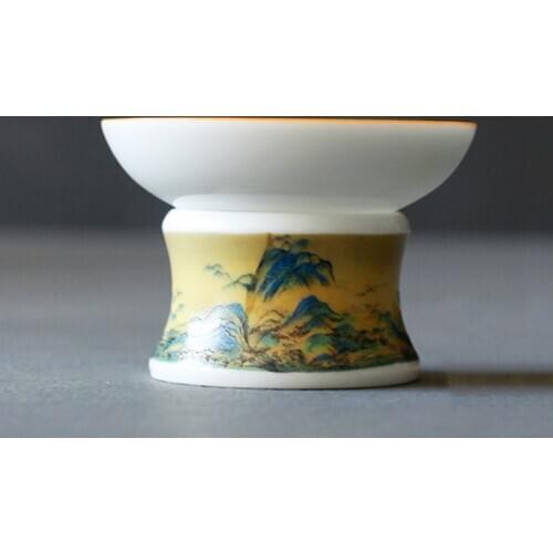 Tea Strainer Ceramic Porcelain Filter Landscape Teaware Accessories Tea Infuser Coffee Leak Milk Strainers Decoration Crafts Art