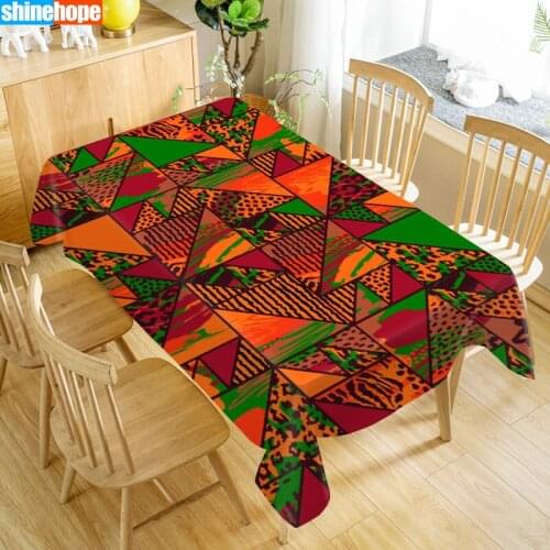 African Ethnic Flower PatternTablecloth Waterproof Fabric Rectangular Dust-proof Table Cover For Party Home Decor TV Covers