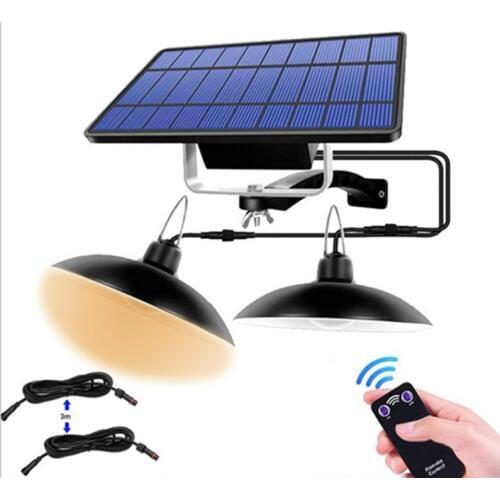 Double Heads Solar Pendant Light Outdoor Indoor Solar Lamp With Line Solar Powered Lighting Lights For Camping Home Garden Yard