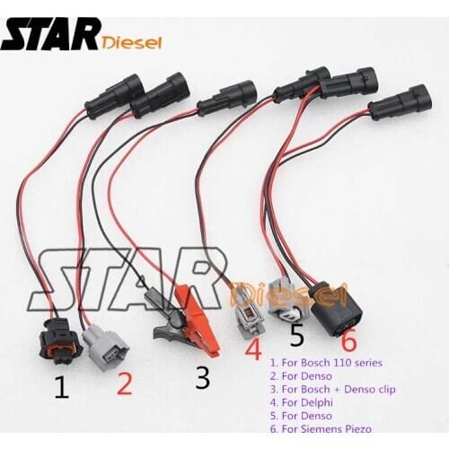 STAR diesel 6pcs Common Rail Fuel Injector Nozzle Detector Harness Tools Link Connection Line For Denso BoschDelphi