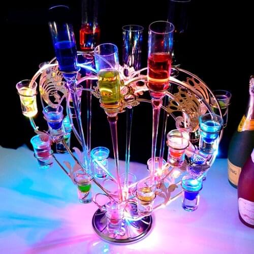 Bar Red Wine Champagne Cocktail Stand KTV Colorful LED Creative Lighting Decoration Beach Glass Bullet Cup