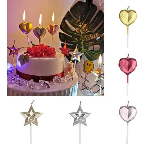 Diamond heart-shaped five-pointed star candles home decoration candles wedding party decoration shiny candles
