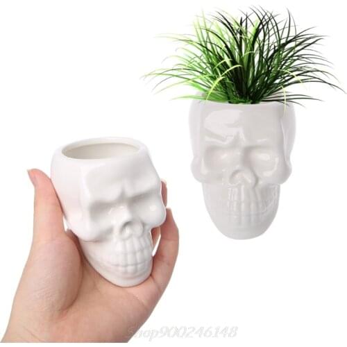 Creative Skull Ceramic Flower Pot Green Succulent Planter Plant Container Decor Jy28 20 Dropship