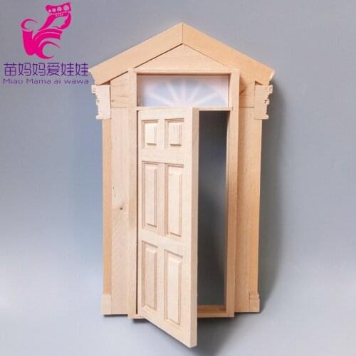 1:12 Doll house decoration diy Gate spire double pillar 6 grid door plain unpainted 1/12 BJD doll accessories