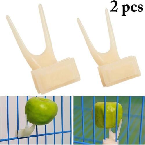 Kapmore 2Pcs/Set Creative Birds Parrot Fruit Fork Creative Plastic Bird Food Holder Bird Feeder For Parrots Pet Feeding Supplies