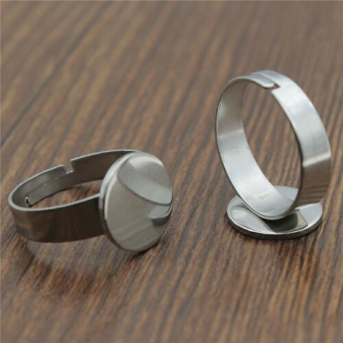 5pcs 12mm Round Flat Base Stainless Steel Material Adjustable Ring Settings Base For Jewelry Making