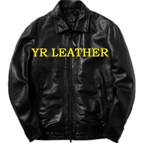 YR!Free shipping.Pakistan sheepskin.Brand man Luxury japan casual style leather jacket,vintage genuine leather coat