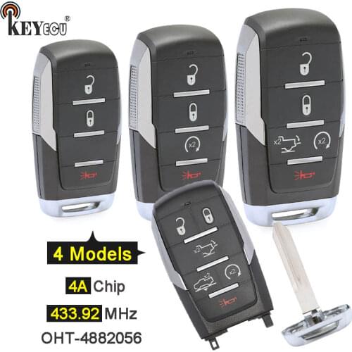 KEYECU 433MHz PCF7953M / 4A Chip OHT-4882056 OEM Parts / Aftrermarket Smart Remote Key Fob for Dodge Ram 1500 Pickup 2019-2021