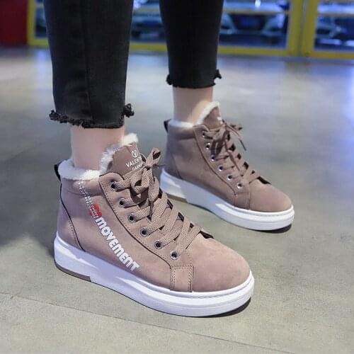 2020 Womens Winter Sneakers Plush Platform Winter Women shoes Plush Casual Shoes Woman Black Ladies Sneakers