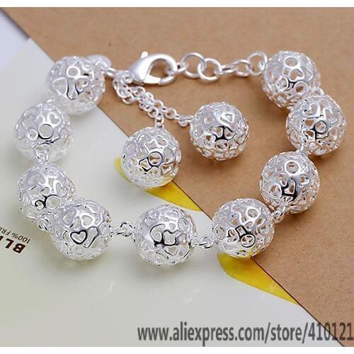 DT-H088 Hot Sale Fashion 925 Sterling Silver Women Jewelry Wholesale 14MM Ball Hollow Bead Bracelet Gifts for Men
