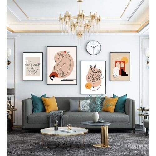 Painting Wall Pictures For Living Room Decor Abstract Line Figures Face Color Blocks Nordic s And Prints Wall Art Canvas