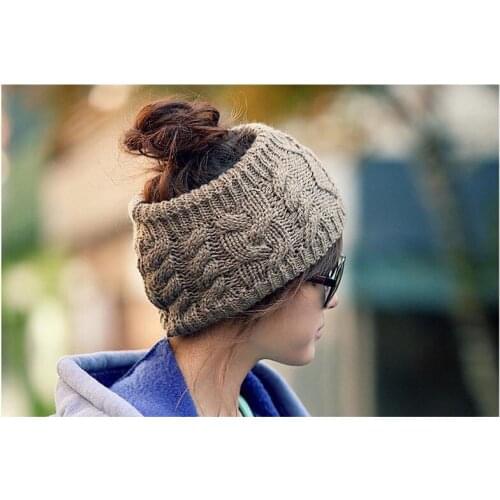 2021 Winter Knitted Hat Woolen Hat Headband Hair Scarf Warm Hat Warm Hood Outdoor Cold Hat Ponytail Hat Casual Hat Adjustable