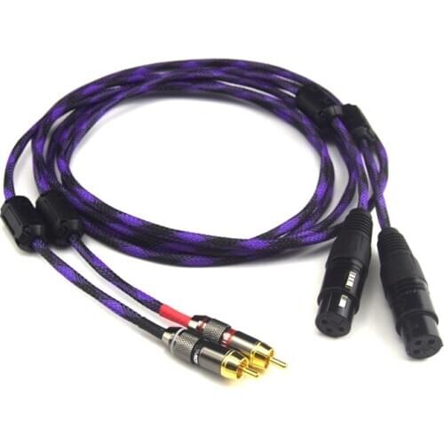 1 Pair Hifi Silver Plated RCA to XLR Cable High Quality 2 RCA Male to 2 XLR Female Cable