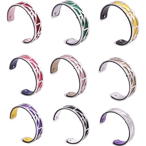 15MM Reversible Interchangeable Bracelet Bangles with Silver Color Egypt Cuff Bangles Bracelet Argent Femme Bijoux