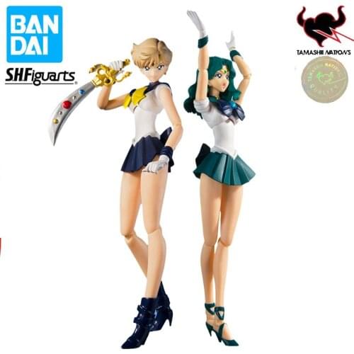 16cm BANDAI S.H.Figuarts Sailor Moon Tenoh Haruka Kaiou Michiru Action PVC Collection Model Toy Anime Figure Toys For Kids