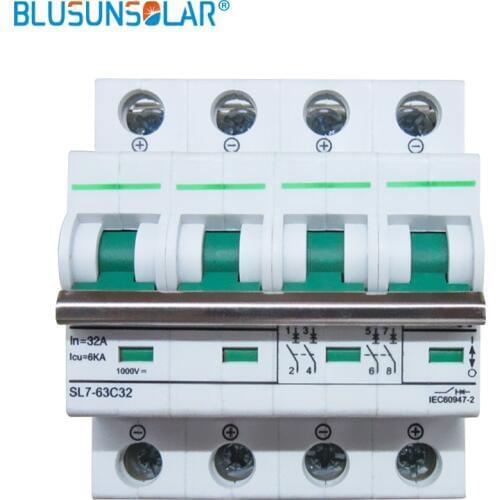 20PCS/Lot High Quality 4P In 32A / Icu 6KA DC800V MCB Solar Energy Photovoltaic (pv) Solar DC Circuit Breaker Solar
