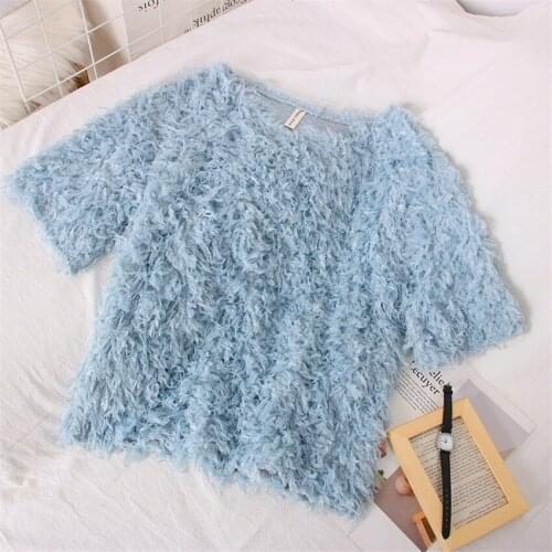 2021 Big Size Fashion Women Tassel T-Shirt Slim Summer O-Neck Feather Shirt Short Sleeve Tees Lady Basic Tops Pullovers WZ739