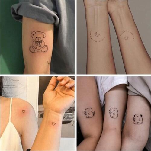 4 Sheets Lovely Waterproof Temporary Tattoo Stickers Cartoon Ice Cream Dog Bear Body Art Fake Heart Moon Tatoo for Women Kids