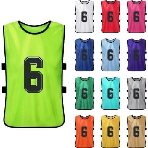 6 PCS Adults Soccer Pinnies Quick Drying Football Team Jerseys Youth Sport Scrimmage Training Numbered Bibs Practice Sports Vest