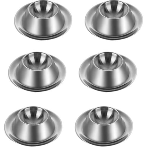 6 Pack Egg Cup Holder,Stainless Steel Egg Cups Plates Serveware Tableware Holder Accessories for Hard Soft Boiled Egg Spoon Brea