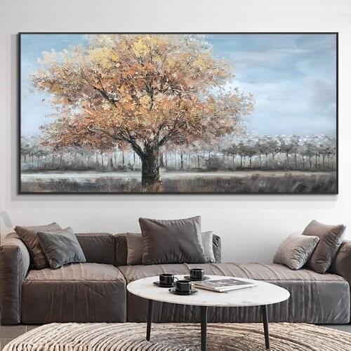 Abstract Large Size Trees Painting 100% Handmade On Canvas Modern Decorative Wall Art Painting For Living Room Home Decoration