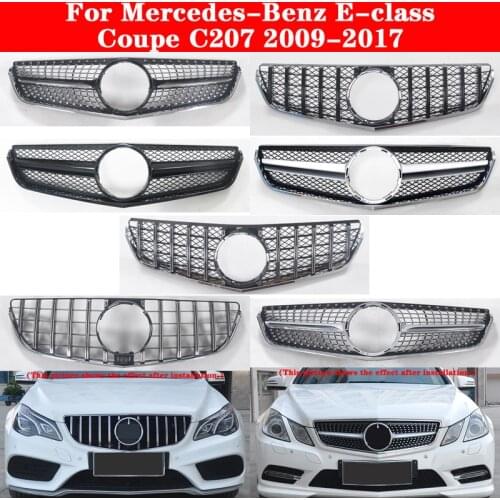 Car styling Middle grille For Mercedes-Benz E-class Coupe C207 GT AMG Diamond Silver Black ABS front bumper Center grille grill
