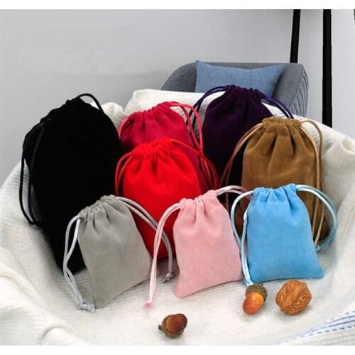 100PCS/LOT Velet Pouches Jewelry Bags With Drawstring Party Packaging Gift Bag