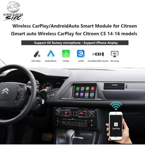 Wireless CarPlay AndroidAuto Retrofit Box for Citroen iSmart auto Wireless CarPlay for Citroen C5 14-16 model Mirroring Link