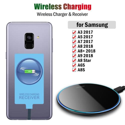 Qi Wireless Charger & Type-C Receiver for Samsung Galaxy A3 A5 A7 2017 A8 Star A8+ 2018 A6S A8S Wireless Charging USB Adapter