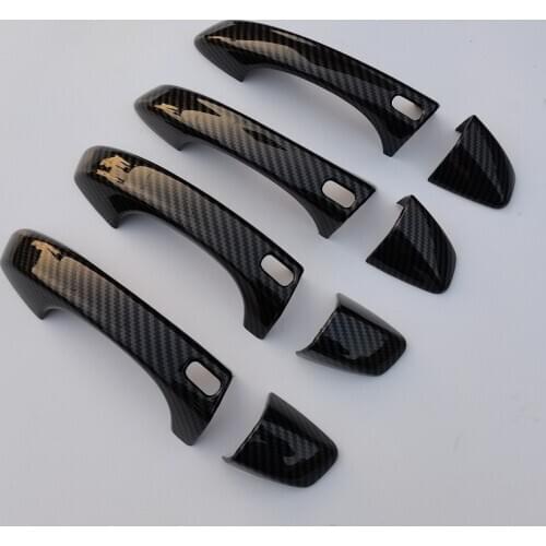 For Volkswagen/VW Atlas 2017 2019 2020 2021 ABS Carbon Fiber Pattern Exterior Door Handle Protection Cover Styling Accessories