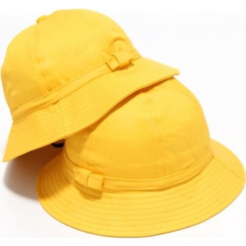 Outdoor Childrens Little Yellow Bowknot Hat Kindergarten Fisherman Hat Boy Girl SunCap Parent-Child Summer Head Wear Bucket Cap