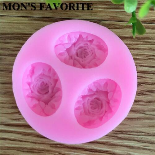 DIY Cake Decorating Three Circular Rose Shaped Fondant Sugar Art Tools DIY Cake Decorating Tools 3D Silicone Molded D079