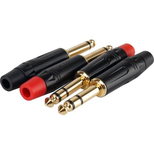 For 6.35mm 3-pole dual-channel stereo audio jack amplifier microphone plug 6.35 large two-core solder jack male plug