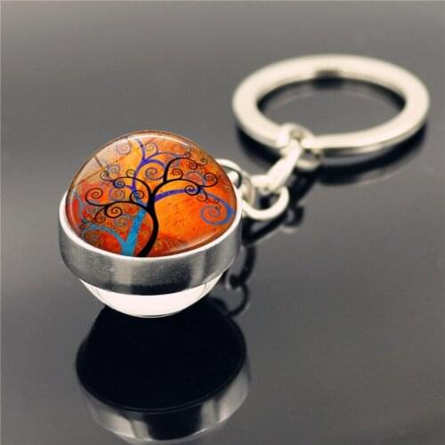 Tree of Life Cabochon Glass Pendant Statement Charm Key Ring Key Chain Fashion Charm Steampunk Jewelry Accessories Creative Gift