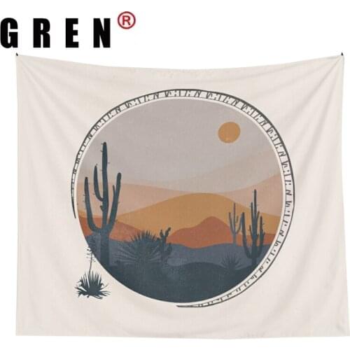 GREN Sunset Moon Abstract Tapestry Wall Art Hanging Rugs Background Cloth Beach Mat Blanket Art Bedroom Dorm Home room Decor