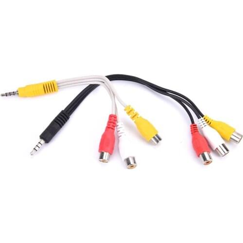 3.5mm AV Male to 3RCA Female M/F Audio Video Stereo Jack Adapter Cord Cable