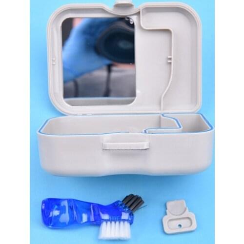 Oral Tooth Care Denture Bath Box Case False Teeth Storage Box Oral Hygiene Supplies Denture Bath Case Denture Container