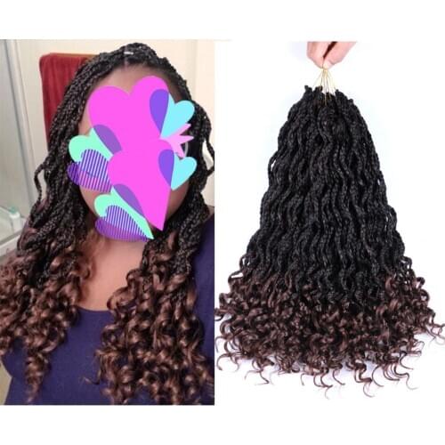 DAIRESS 18" Crochet Box Braids 24Stands Crochet Braiding Hair Wavy Goddess Box Braids Crochet Hair With Curly End Crochet Braids
