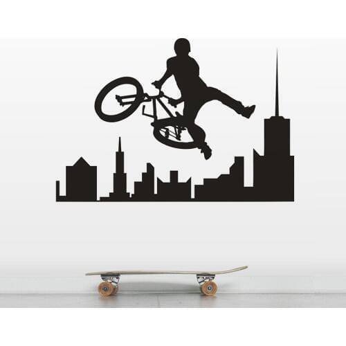 Cool Bike Sports Wall Art Decals Extreme City Bicycle Sport Vinyl Wall Sticker Home Interior Décor Teen Boys Wall Murals AZ965